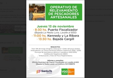 MUNICIPIO Y PROVINCIA REALIZARÁN UN RELEVAMIENTO DE PESCADORES ARTESANALES