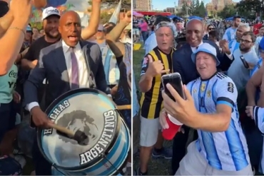 El alcalde de Kansas City agitó con el bombo durante el banderazo argentino