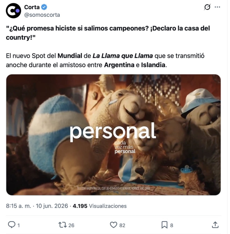 El spot del country: Telecom pateó la pelota y dijo que fue cosa de la agencia publicitaria