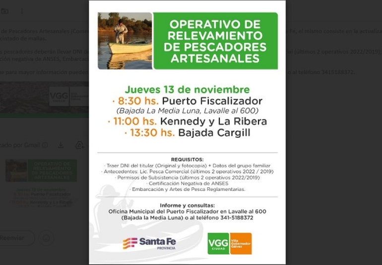 MUNICIPIO Y PROVINCIA REALIZARÁN UN RELEVAMIENTO DE PESCADORES ARTESANALES